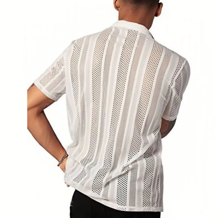 Men's Casual Short Sleeve Knit Button-Up Shirt