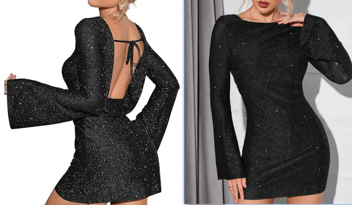 KATE Open Back Sequin Dress - Green, Size S/ XXL