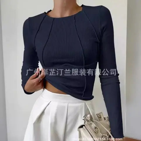 HEIDI Long Sleeve Solid Color T-Shirt (One Piece)