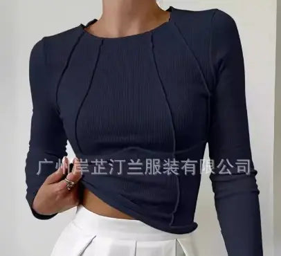 HEIDI Long Sleeve Solid Color T-Shirt (One Piece)
