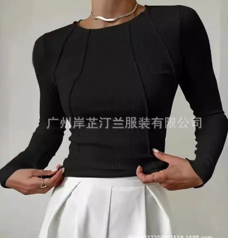 HEIDI Long Sleeve Solid Color T-Shirt (One Piece)