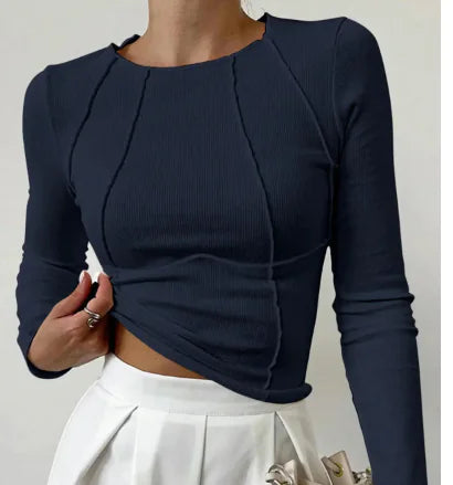 HEIDI Long Sleeve Solid Color T-Shirt (One Piece)
