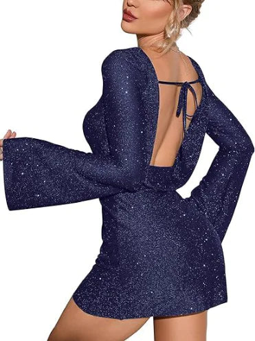 KATE Open Back Sequin Dress - Green, Size S/ XXL