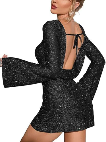 KATE Open Back Sequin Dress - Green, Size S/ XXL