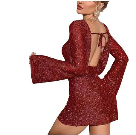 KATE Open Back Sequin Dress - Green, Size S/ XXL