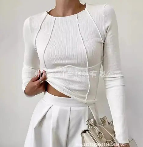 HEIDI Long Sleeve Solid Color T-Shirt (One Piece)